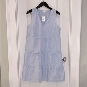 J. Crew Factory Light Blue Striped Dress, size 16. NWT